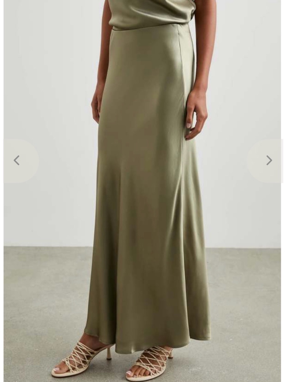 Rails Satin Romona Mermaid Maxi slip Bias Skirt - Olive XXS